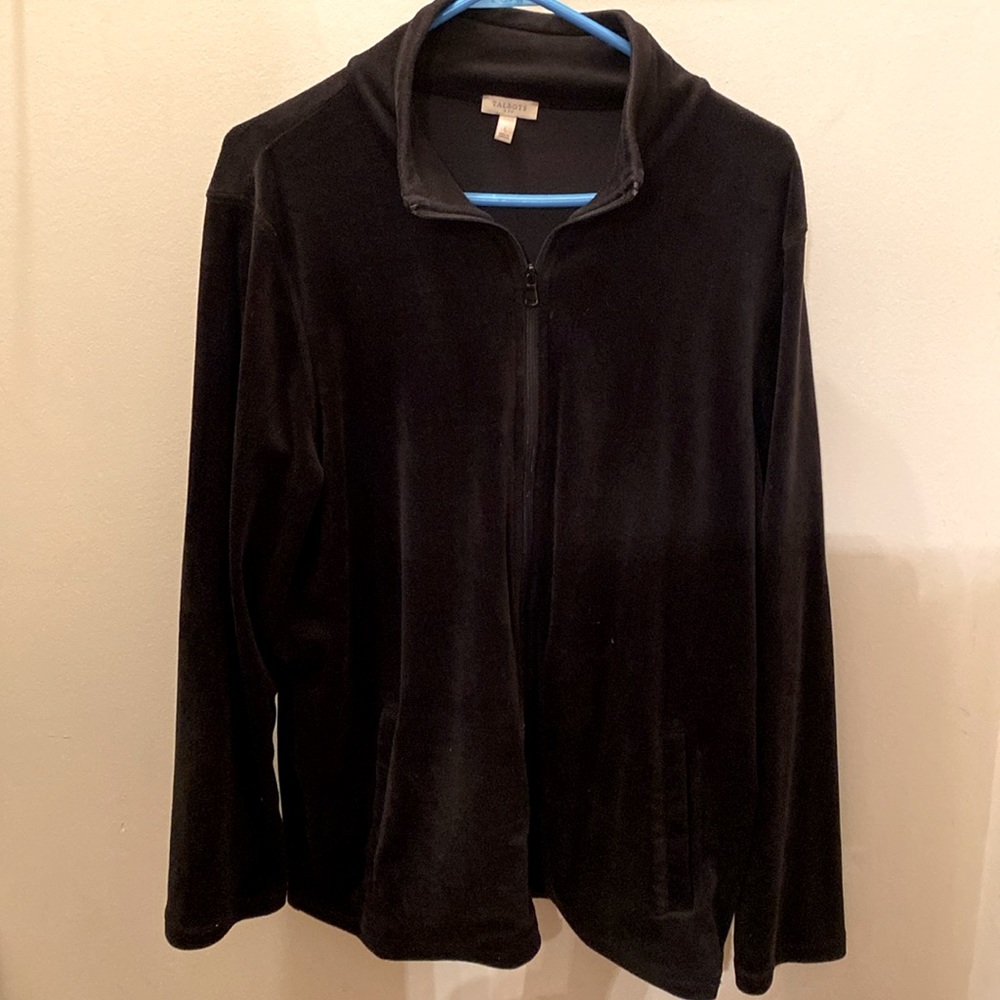 Talbots Black long Sleeved Faux Suede Zip Up Jacket Size large